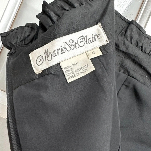 Vintage Marie St. Claire 100% Silk Black Classic Cocktail Timeless Dress Size 6 - Picture 10 of 11